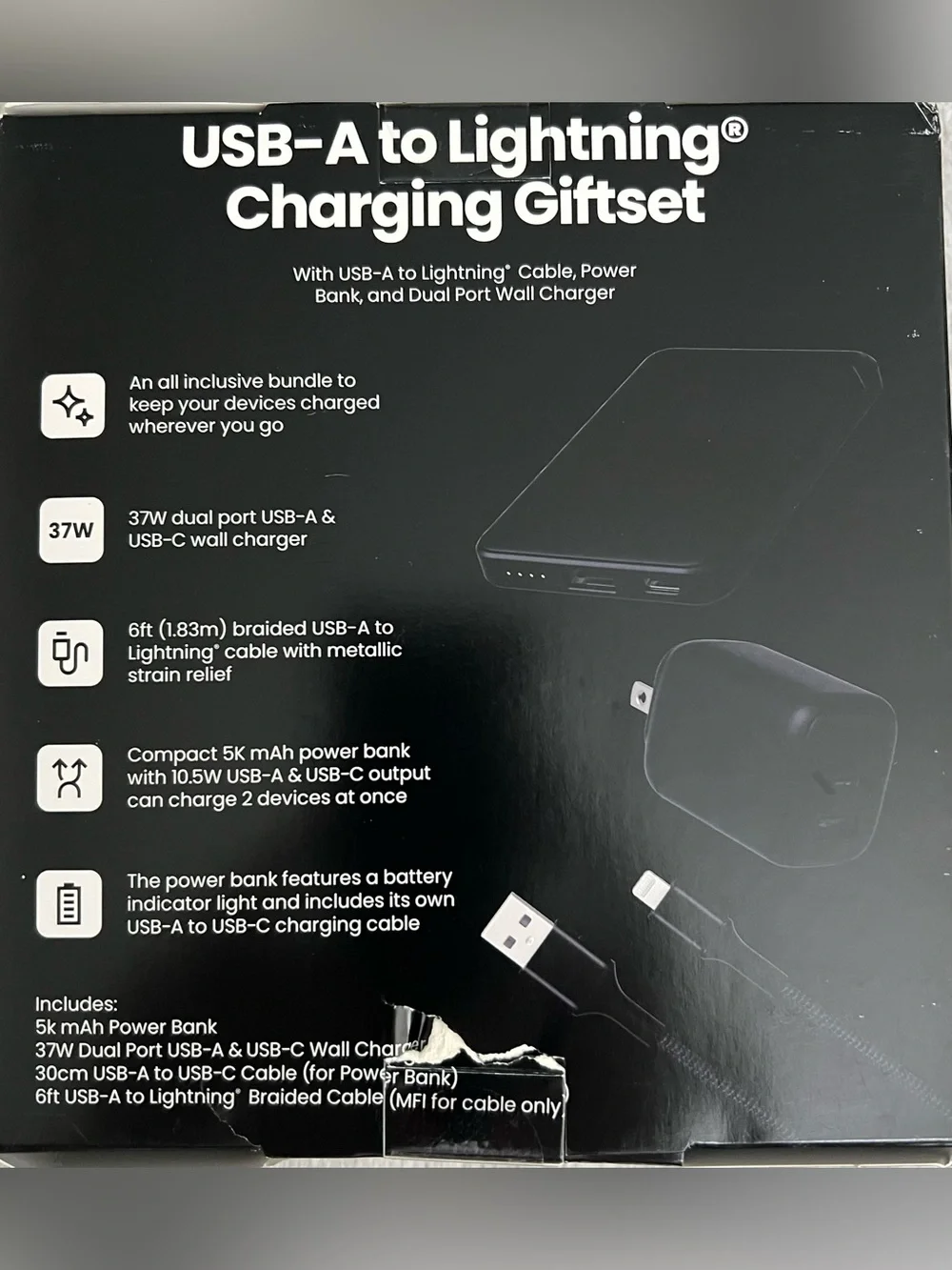 NIB USB-A to Lightning Charging Giftset - Black